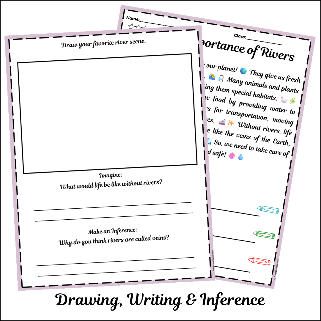 The Importance of Rivers | Short Reading Comprehension Creative Worksheet