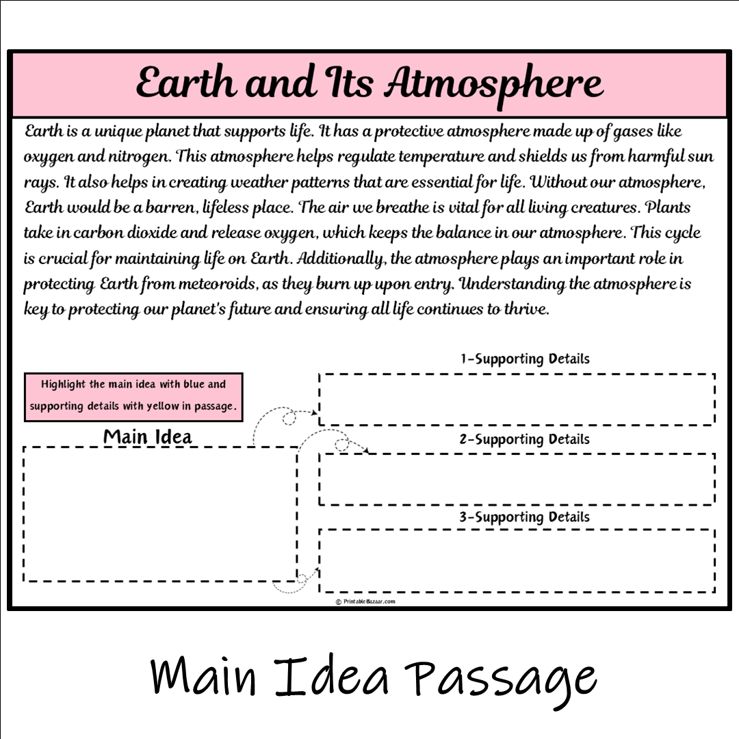 Earth and Its Atmosphere | Main Idea and Supporting Details Reading Passage and Questions