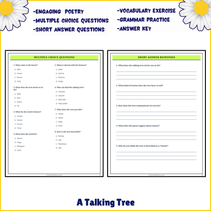 A Talking Tree | Poem Grammar Worksheet Printable Activity