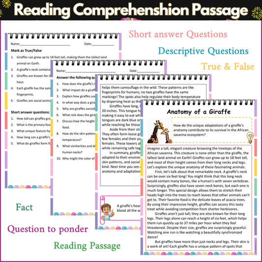 Anatomy of a Giraffe | Reading Comprehension Passage and Questions