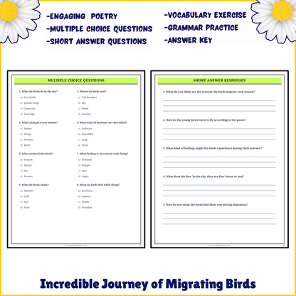 Incredible Journey of Migrating Birds | Poem Grammar Worksheet Printable Activity