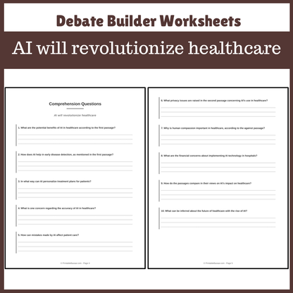 AI will revolutionize healthcare | Favour and Against Worksheet Printable Activity
