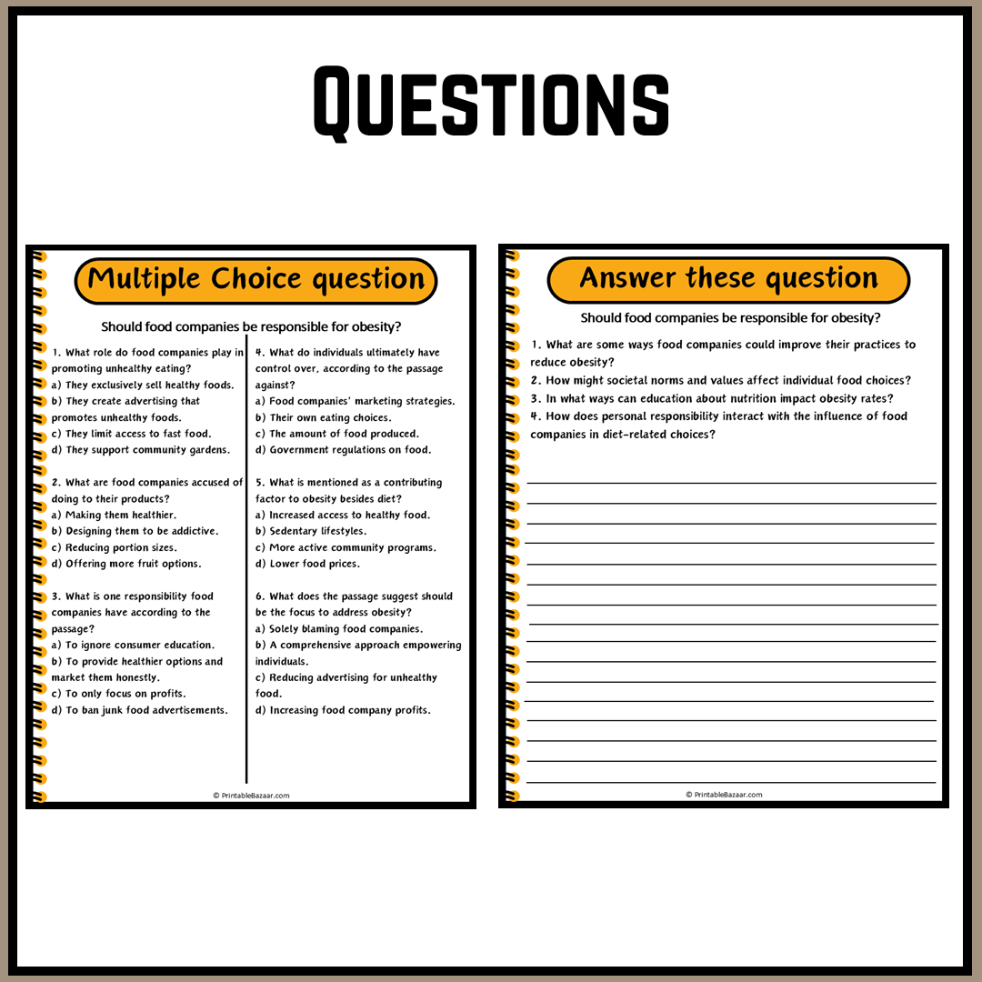 Should food companies be responsible for obesity? | Debate Case Study Worksheet