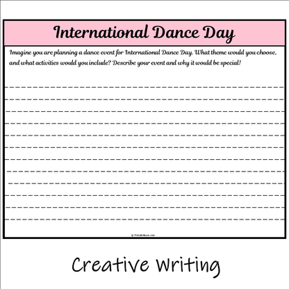 International Dance Day | Main Idea and Supporting Details Reading Passage and Questions