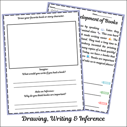 The Development of Books | Short Reading Comprehension Creative Worksheet