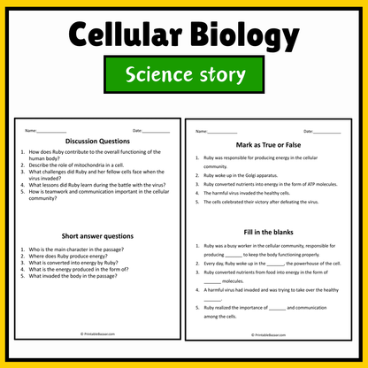 Cellular Biology | Science Story Reading Comprehension Activity
