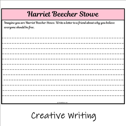 Harriet Beecher Stowe | Main Idea and Supporting Details Reading Passage and Questions