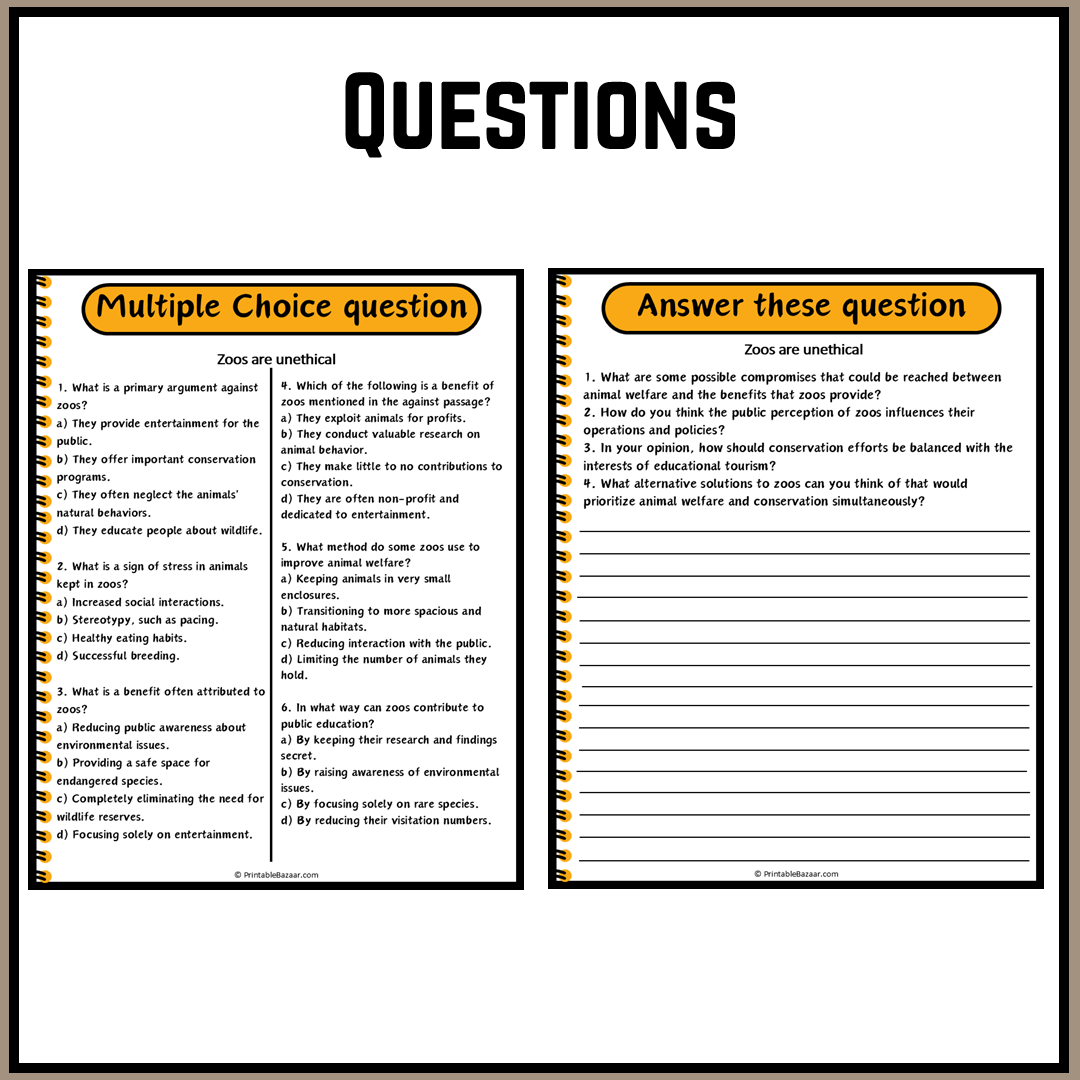 Zoos are unethical | Debate Case Study Worksheet