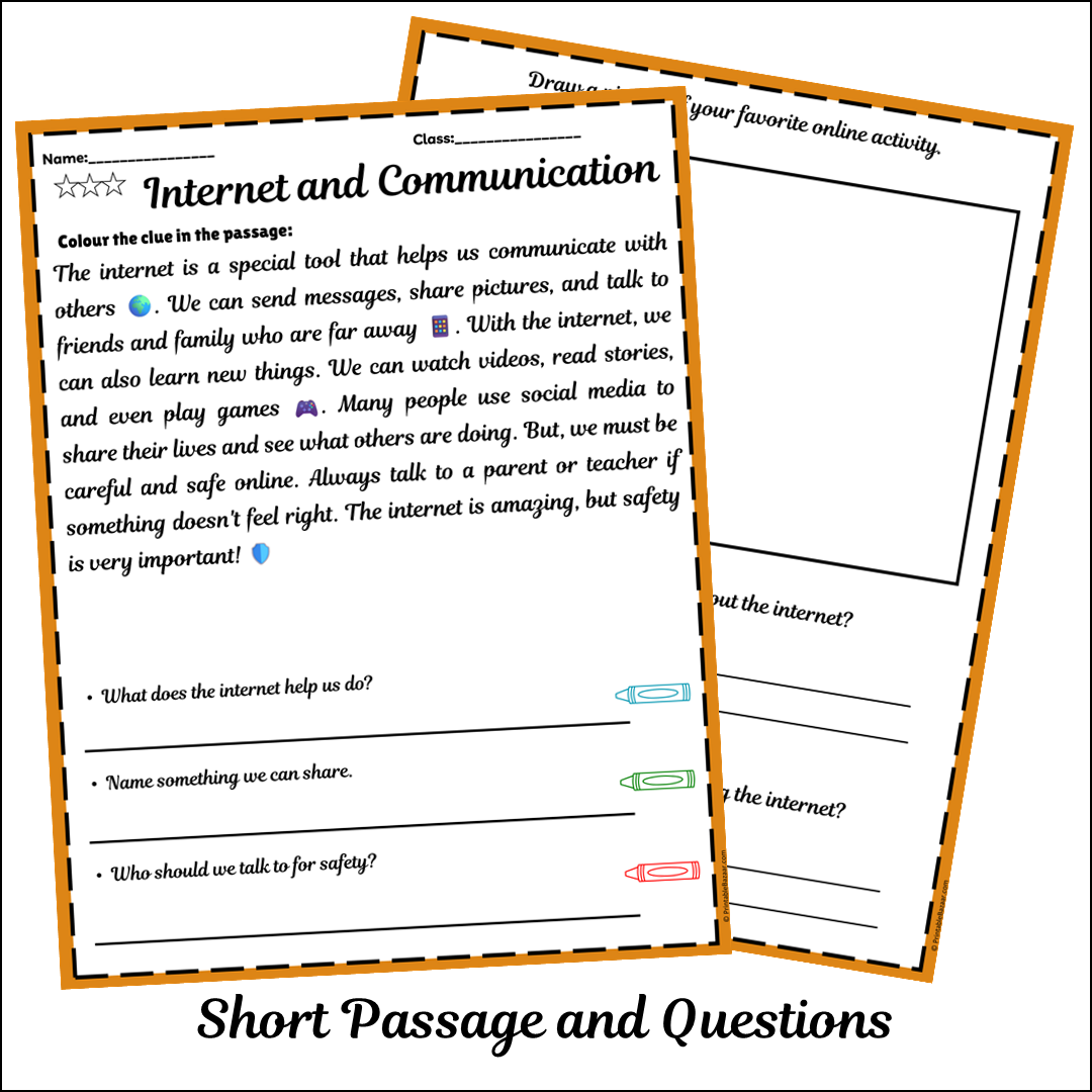 Internet and Communication | Short Reading Comprehension Creative Worksheet
