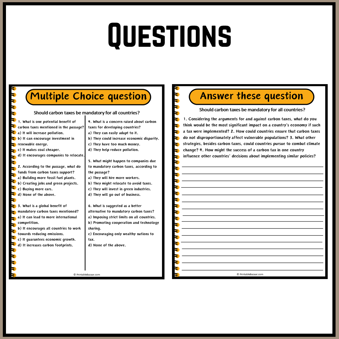 Should carbon taxes be mandatory for all countries? | Debate Case Study Worksheet