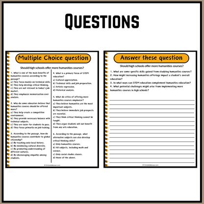 Should high schools offer more humanities courses? | Debate Case Study Worksheet