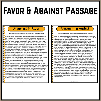 Should restaurants display environmental impact scores? | Debate Case Study Worksheet