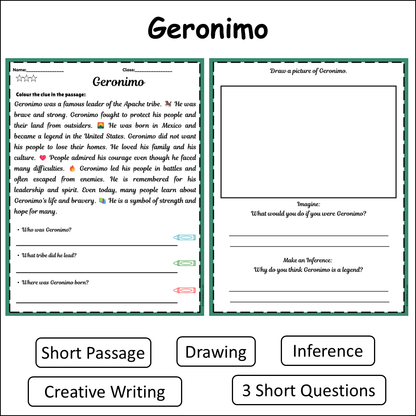 Geronimo | Short Reading Comprehension Creative Worksheet
