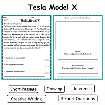 Tesla Model X | Short Reading Comprehension Creative Worksheet