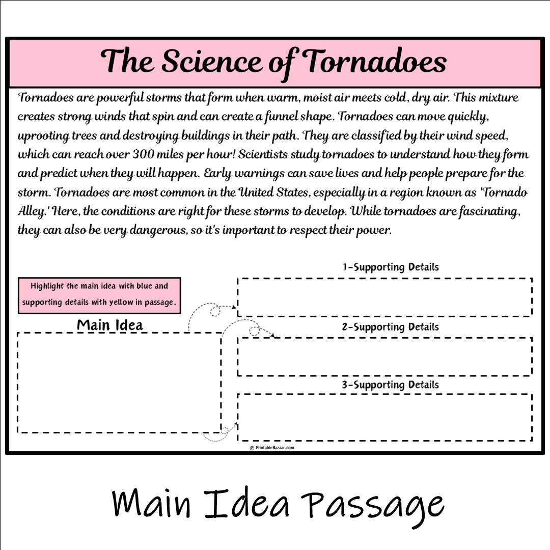 The Science of Tornadoes | Main Idea and Supporting Details Reading Passage and Questions