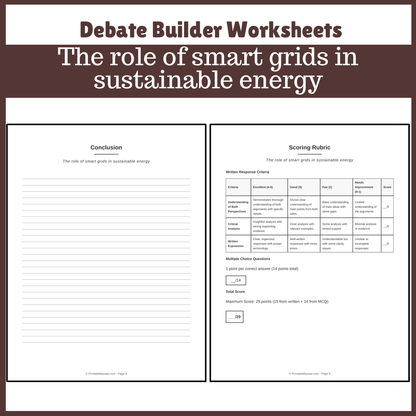 The role of smart grids in sustainable energy | Favour and Against Worksheet Printable Activity