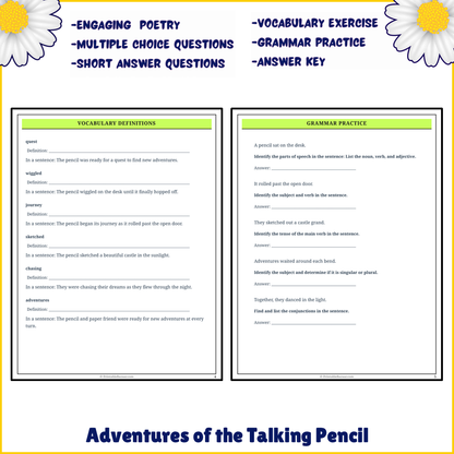 Adventures of the Talking Pencil | Poem Grammar Worksheet Printable Activity