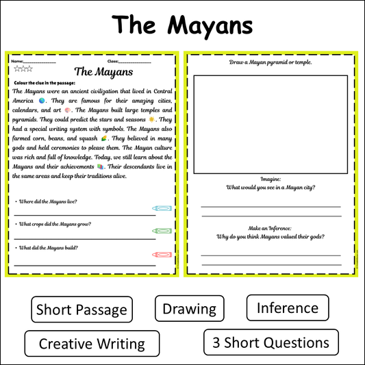 The Mayans | Short Reading Comprehension Creative Worksheet