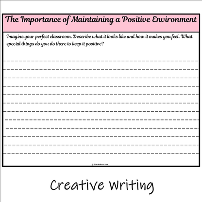 The Importance of Maintaining a Positive Environment | Main Idea and Supporting Details Reading Passage and Questions