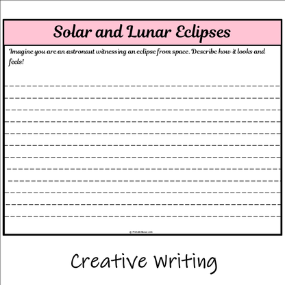 Solar and Lunar Eclipses | Main Idea and Supporting Details Reading Passage and Questions