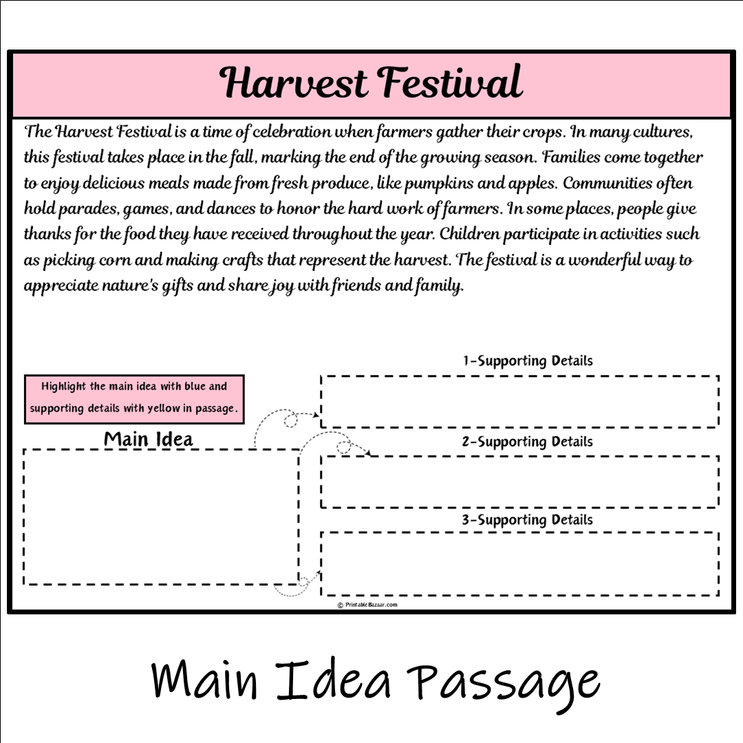 Harvest Festival | Main Idea and Supporting Details Reading Passage and Questions