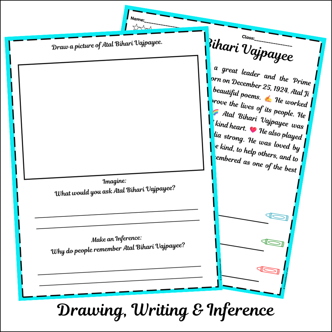 Atal Bihari Vajpayee | Short Reading Comprehension Creative Worksheet
