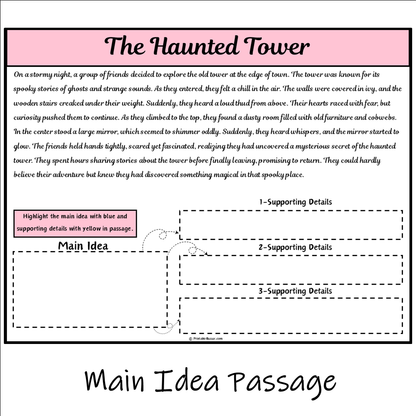 The Haunted Tower | Main Idea and Supporting Details Reading Passage and Questions