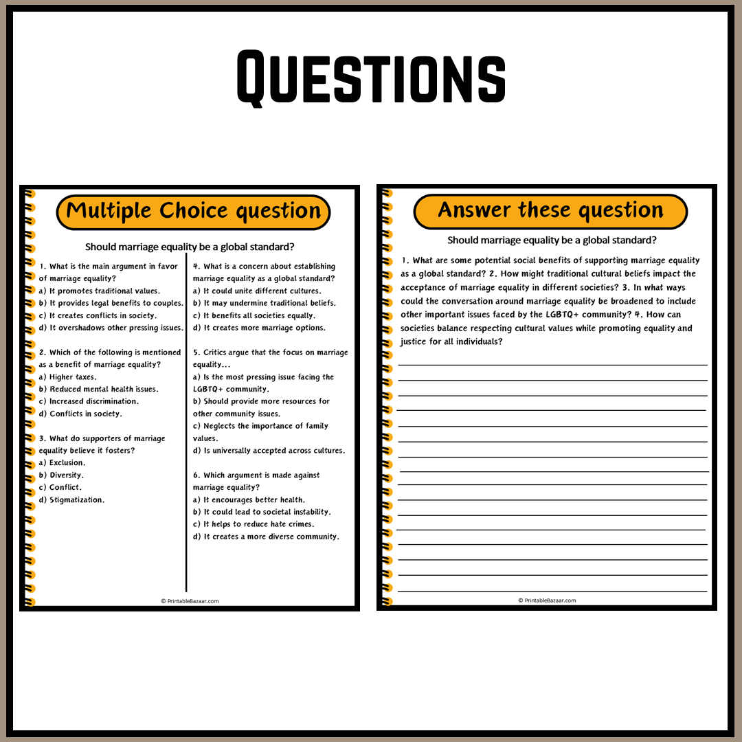 Should marriage equality be a global standard? | Debate Case Study Worksheet