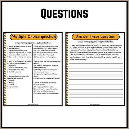 Should marriage equality be a global standard? | Debate Case Study Worksheet