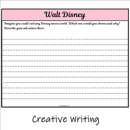 Walt Disney | Main Idea and Supporting Details Reading Passage and Questions