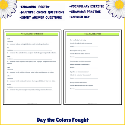 Day the Colors Fought | Poem Grammar Worksheet Printable Activity