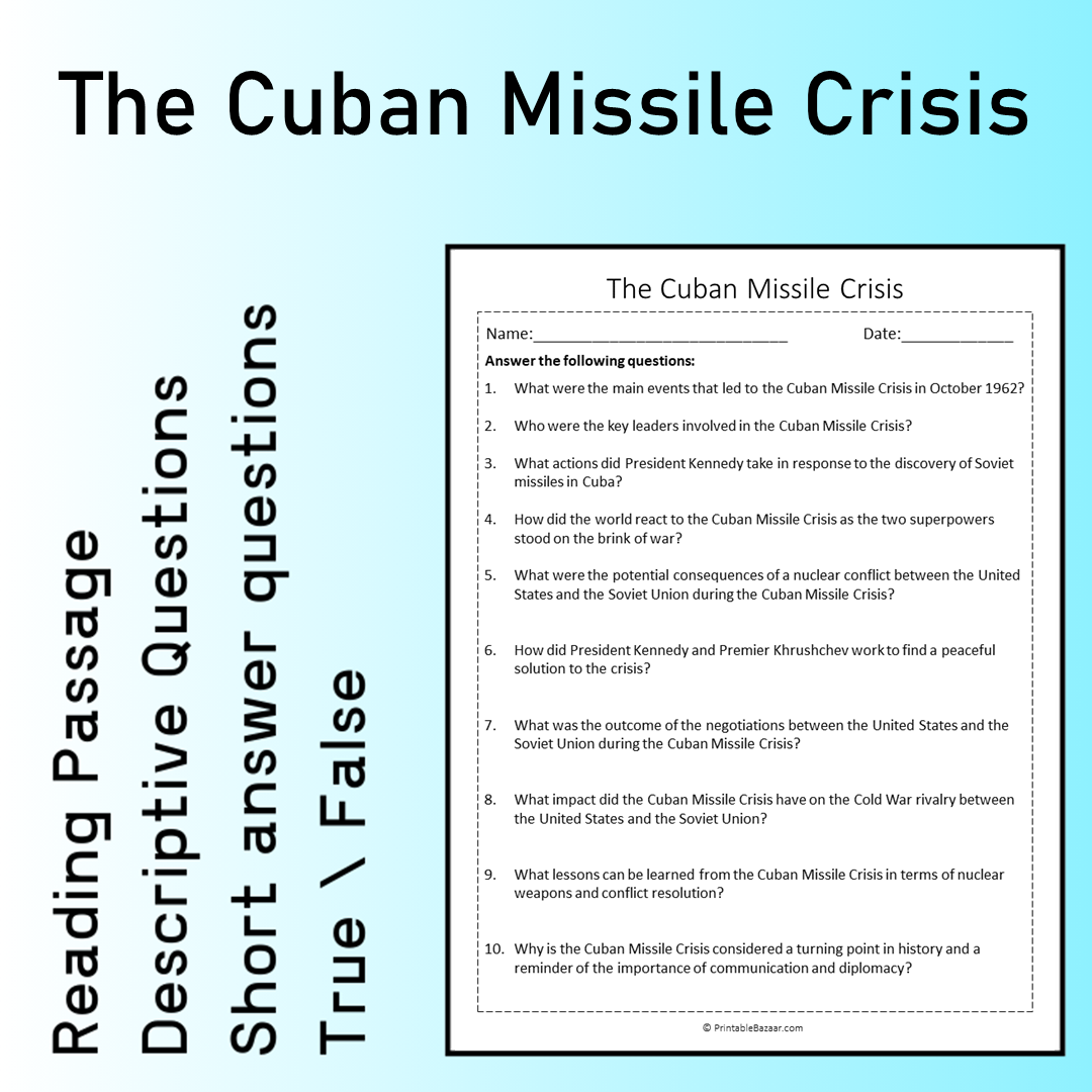 The Cuban Missile Crisis | Reading Comprehension Passage Printable Worksheet