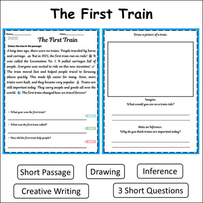 The First Train | Short Reading Comprehension Creative Worksheet