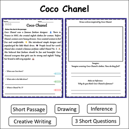 Coco Chanel | Short Reading Comprehension Creative Worksheet