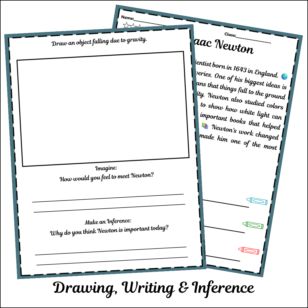 Isaac Newton | Short Reading Comprehension Creative Worksheet