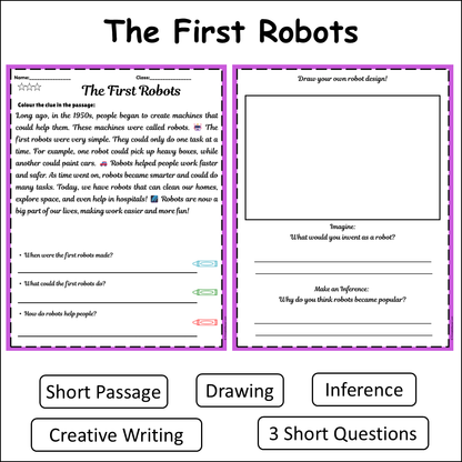 The First Robots | Short Reading Comprehension Creative Worksheet