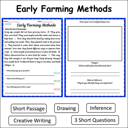 Early Farming Methods | Short Reading Comprehension Creative Worksheet