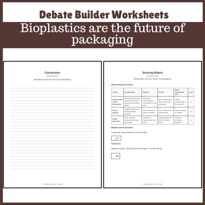 Bioplastics are the future of packaging | Favour and Against Worksheet Printable Activity