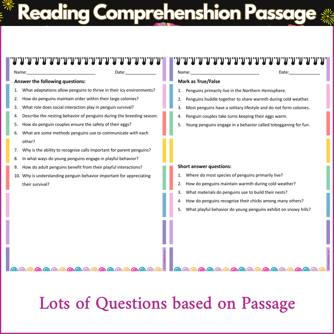 Behavior of Penguins | Reading Comprehension Passage and Questions