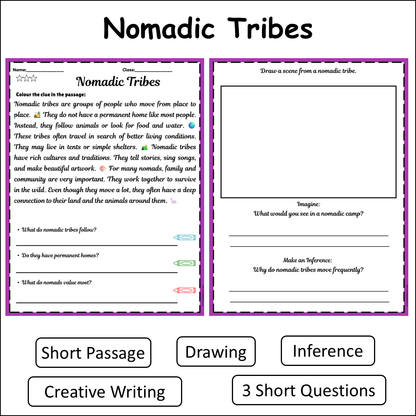 Nomadic Tribes | Short Reading Comprehension Creative Worksheet