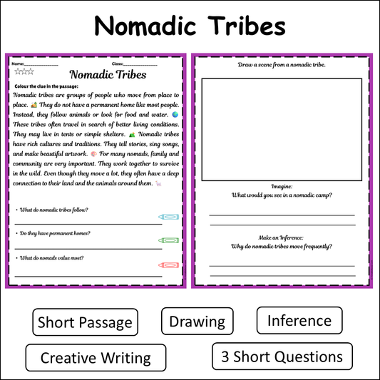 Nomadic Tribes | Short Reading Comprehension Creative Worksheet