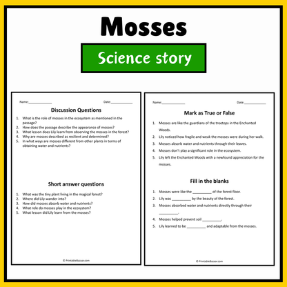 Mosses | Science Story Reading Comprehension Activity