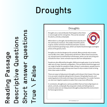 Droughts | Reading Comprehension Passage Printable Worksheet