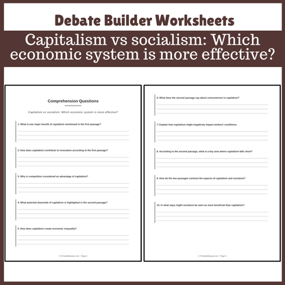 Capitalism vs socialism: Which economic system is more effective? | Favour and Against Worksheet Printable Activity