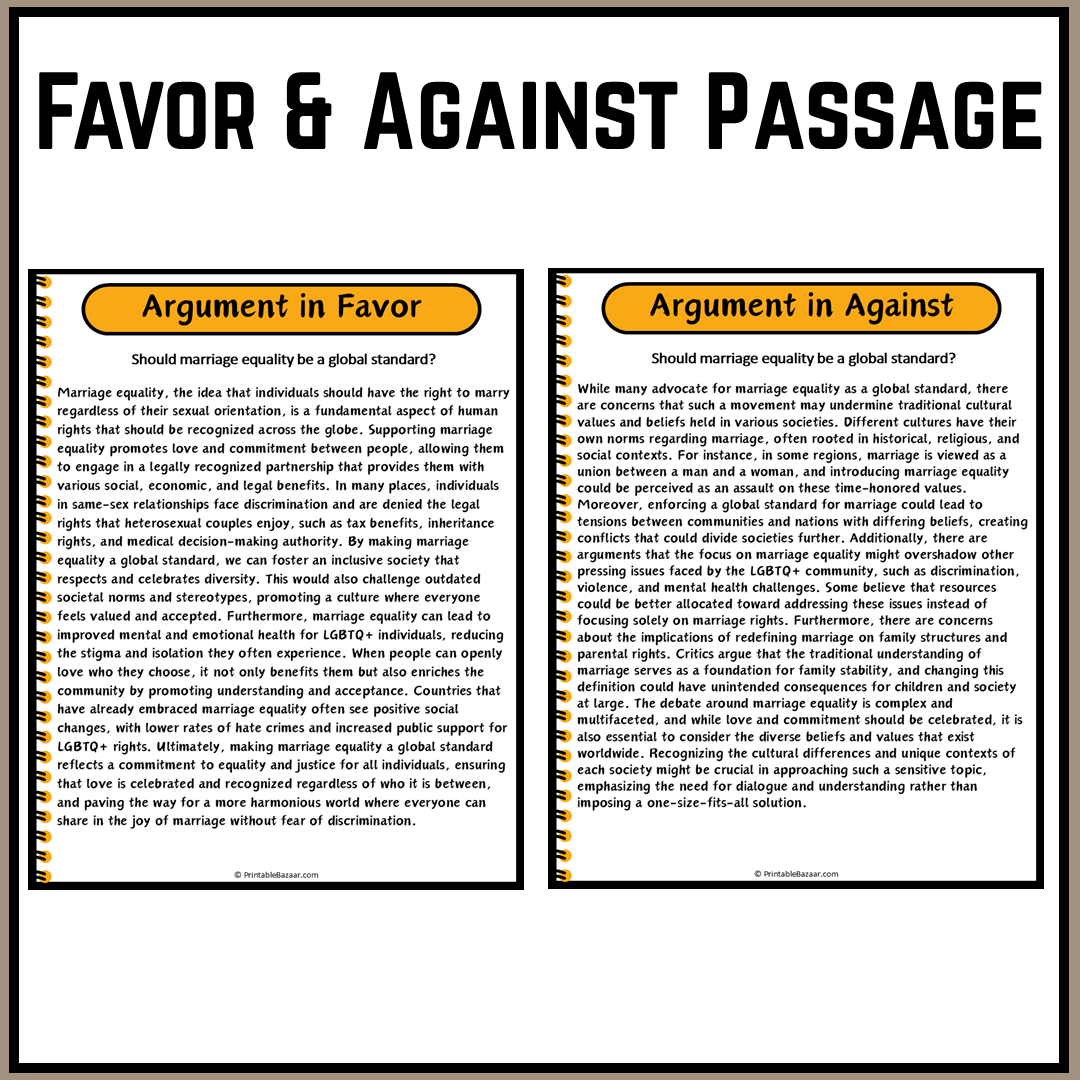 Should marriage equality be a global standard? | Debate Case Study Worksheet