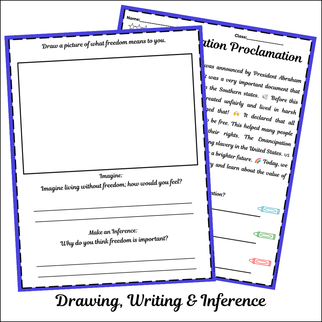Emancipation Proclamation | Short Reading Comprehension Creative Worksheet