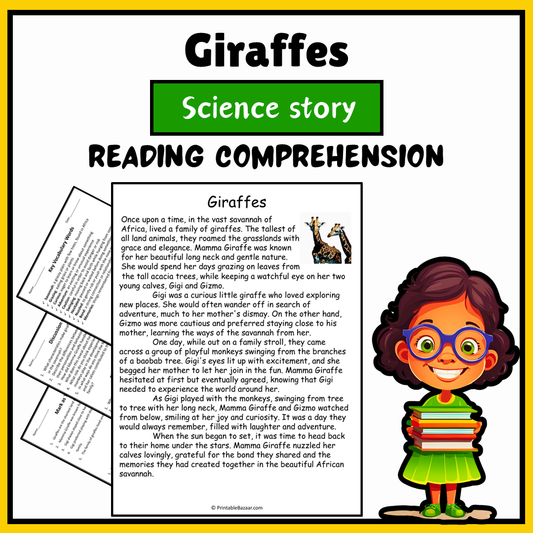 Giraffes | Science Story Reading Comprehension Activity