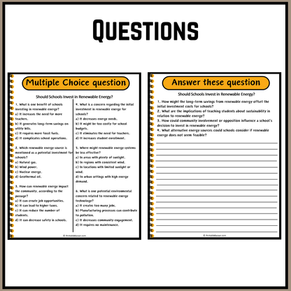 Should Schools Invest in Renewable Energy? | Debate Case Study Worksheet