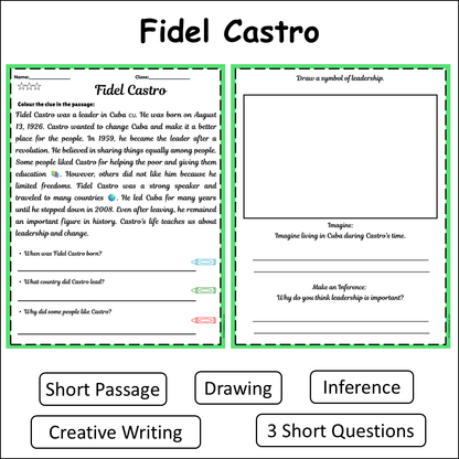 Fidel Castro | Short Reading Comprehension Creative Worksheet