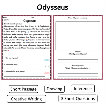 Odysseus | Short Reading Comprehension Creative Worksheet